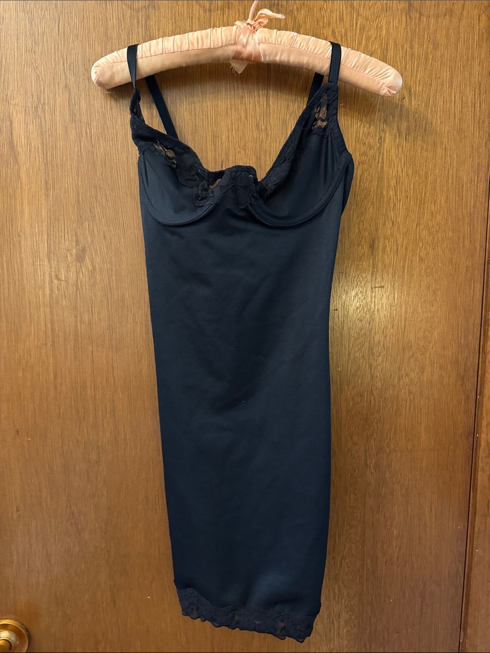 Nancy Ganz Black Lace-Trim Slip Dress